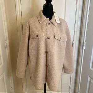 NWT Joie Jacket Coat Teddy Oversized Pale Pink/tan size M